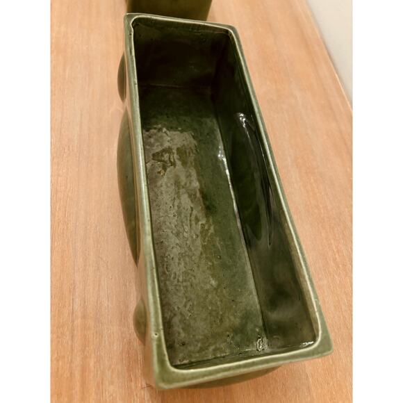 Vintage Haeger USA Green Rectangular Pottery Plantet Set - Picture 5 of 10